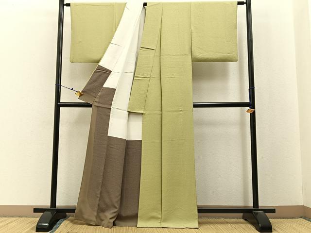 平和屋着物●本草木染作家　瑞寶　色無地　紋意匠　蒸栗色　正絹　逸品　BAAX6742hj