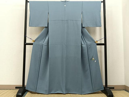 平和屋着物●本草木染作家　瑞寶　色無地　湊鼠色　正絹　逸品　BAAX6743hj