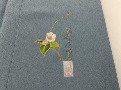 平和屋着物●本草木染作家　瑞寶　色無地　湊鼠色　正絹　逸品　BAAX6743hj