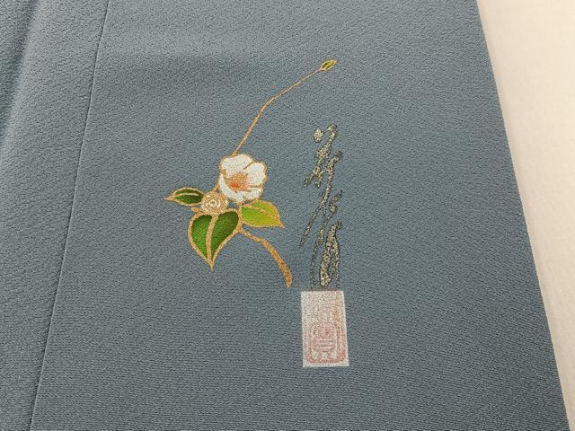 平和屋着物●本草木染作家　瑞寶　色無地　湊鼠色　正絹　逸品　BAAX6743hj