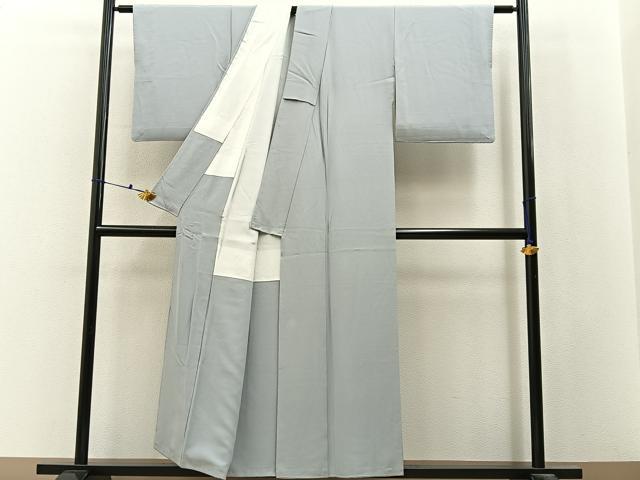 平和屋着物■上質な色無地　絹鼠色　正絹　逸品　BAAX6746hj