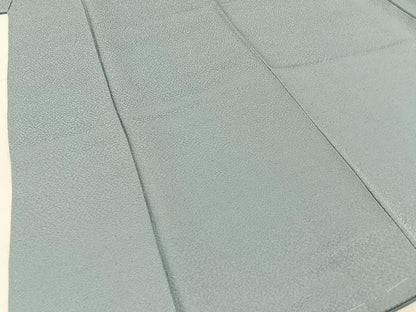 平和屋着物●上質な色無地　紋意匠　青磁鼠色　ロング丈　正絹　逸品　BAAX6749hj