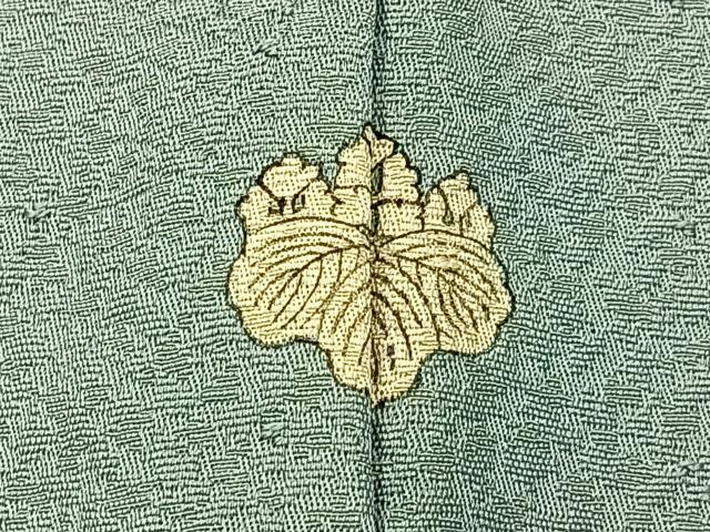 平和屋着物●上質な色無地　紋意匠　青磁鼠色　ロング丈　正絹　逸品　BAAX6749hj