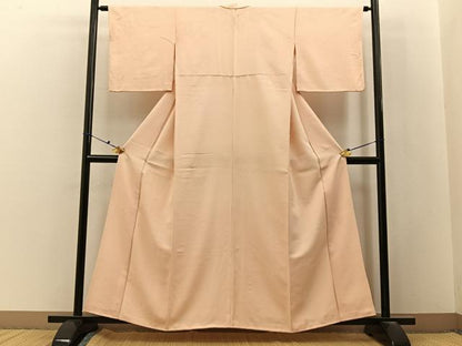 平和屋着物■上質な色無地　草花地紋　肌色　正絹　逸品　BAAX6750hj