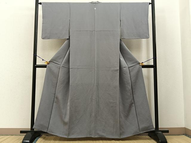平和屋着物●上質な色無地　霞色　鬼しぼ縮緬　正絹　逸品　BAAX6751hj