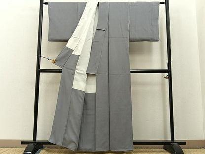 平和屋着物●上質な色無地　霞色　鬼しぼ縮緬　正絹　逸品　BAAX6751hj