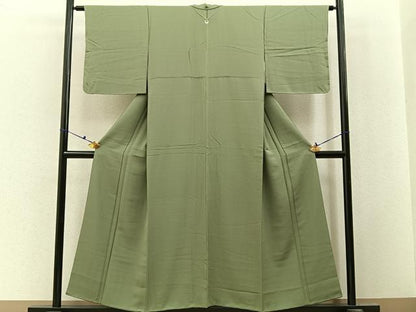 平和屋着物■上質な色無地　柳茶色　正絹　逸品　未使用　BAAX6752hj