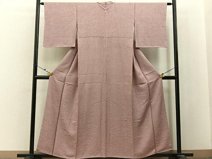 平和屋着物■上質な色無地　風景花地紋　薄柿色　さが美扱い　正絹　逸品　未使用　BAAX6755hj