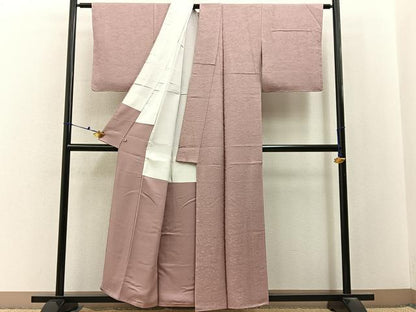 平和屋着物■上質な色無地　風景花地紋　薄柿色　さが美扱い　正絹　逸品　未使用　BAAX6755hj