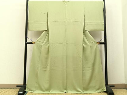 平和屋着物●上質な色無地　若菜色　正絹　逸品　BAAX6756hj