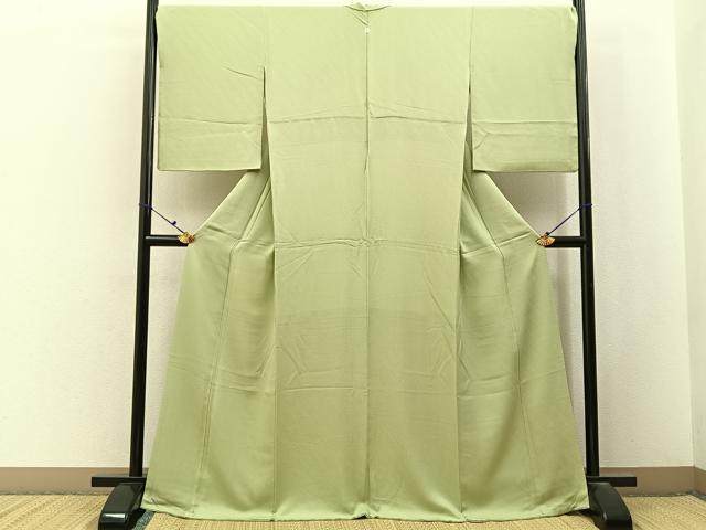 平和屋着物●上質な色無地　若菜色　正絹　逸品　BAAX6756hj