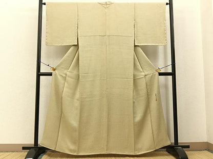 平和屋着物■上質な色無地　作家物　浜松花地紋　砥粉色　正絹　逸品　BAAX6759hj