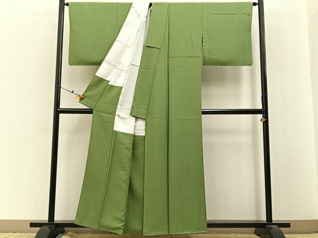平和屋着物■上質な色無地　柳茶色　正絹　逸品　未使用　BAAX6761hj