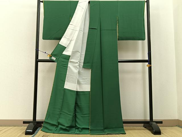 平和屋着物●上質な色無地　木賊色　やまと誂製　ロング丈　正絹　逸品　BAAX6762hj