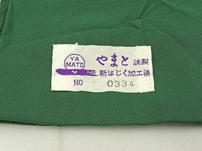 平和屋着物●上質な色無地　木賊色　やまと誂製　ロング丈　正絹　逸品　BAAX6762hj