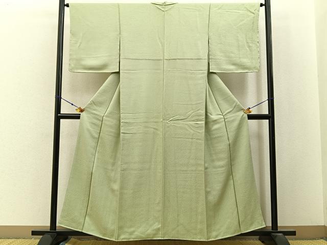 平和屋着物■上質な色無地　浜松花地紋　若菜色　正絹　逸品　未使用　BAAX6765hj