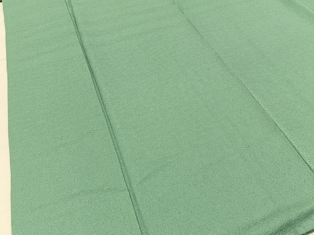 平和屋着物●上質な色無地　菊地紋　錆青磁色　正絹　逸品　BAAX6767hj