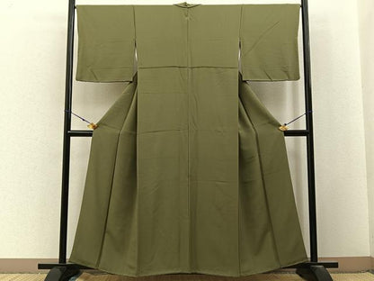 平和屋着物■上質な色無地　黄海松茶色　鈴乃屋扱い　正絹　逸品　BAAX6769hj