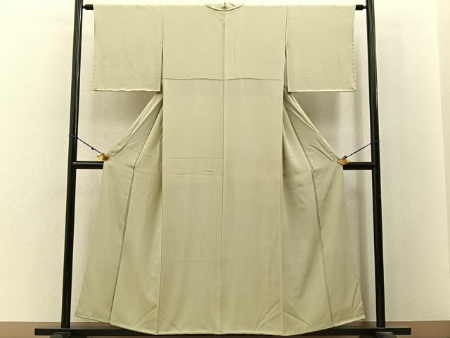 平和屋着物■上質な色無地　作家物　砂色　正絹　逸品　BAAX6775hj
