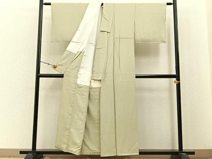 平和屋着物■上質な色無地　作家物　砂色　正絹　逸品　BAAX6775hj