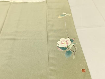 平和屋着物■上質な色無地　作家物　砂色　正絹　逸品　BAAX6775hj