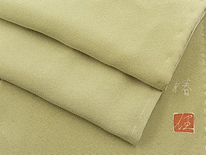 平和屋着物■上質な色無地　作家物　砂色　正絹　逸品　BAAX6775hj