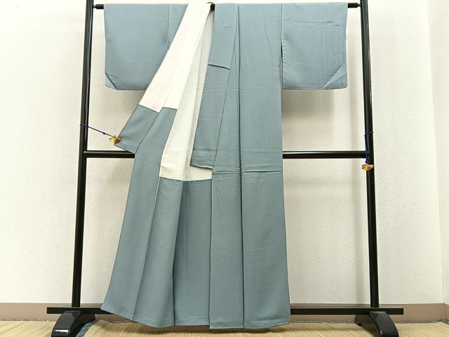平和屋着物□上質な色無地 利休鼠色 正絹 逸品 BAAX6776hj