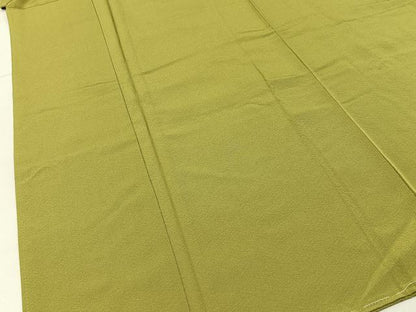 平和屋着物■上質な色無地　作家物　京都宇治緑茶染　芥子色　反端付き　正絹　逸品　未使用　BAAX6777hj