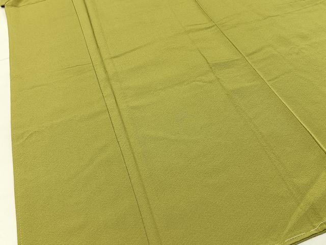 平和屋着物■上質な色無地　作家物　京都宇治緑茶染　芥子色　反端付き　正絹　逸品　未使用　BAAX6777hj