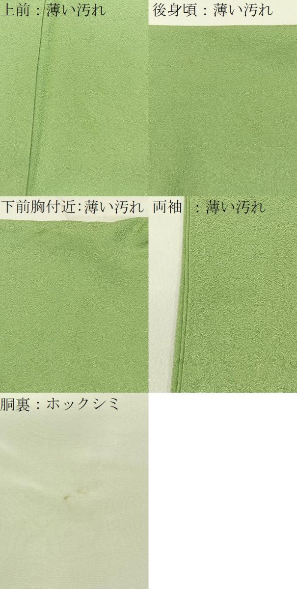 平和屋着物■上質な色無地　菊地紋　若菜色　正絹　逸品　BAAX6780hj