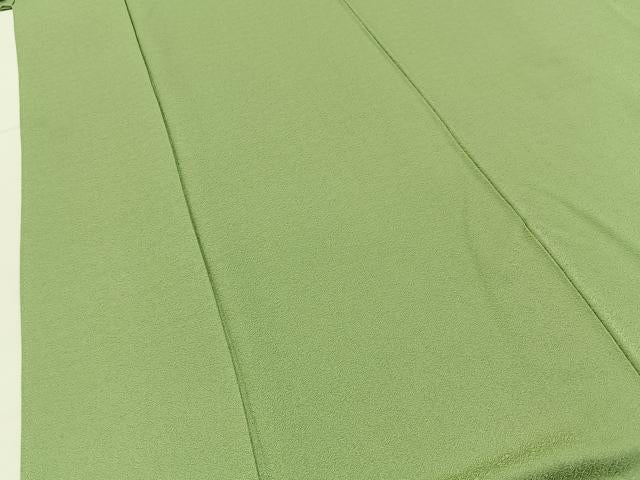 平和屋着物■上質な色無地　菊地紋　若菜色　正絹　逸品　BAAX6780hj