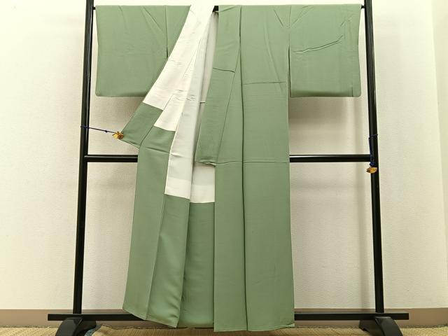 平和屋着物■上質な色無地　彩の蔵　柳茶色　反端付き　正絹　逸品　BAAX6783hj