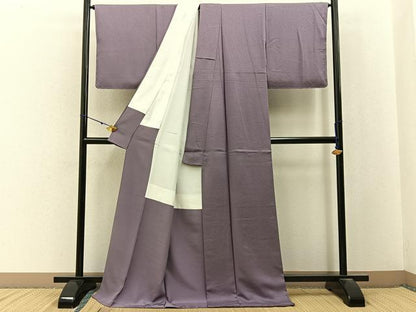 平和屋着物●上質な色無地　作家物　浅紫色　ロング丈　正絹　逸品　未使用　BAAX6784hj