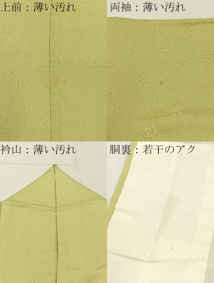 平和屋着物■上質な色無地　草花地紋　淡黄色　正絹　逸品　BAAX6785hj