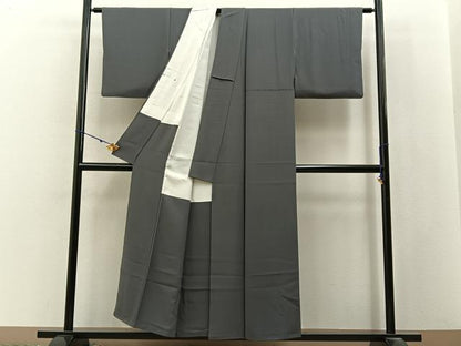 平和屋着物■上質な色無地　紫鼠色　正絹　逸品　BAAX6788hj