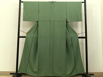 平和屋着物●上質な色無地　柳染色　正絹　逸品　BAAX6791hj