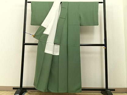 平和屋着物●上質な色無地　柳染色　正絹　逸品　BAAX6791hj