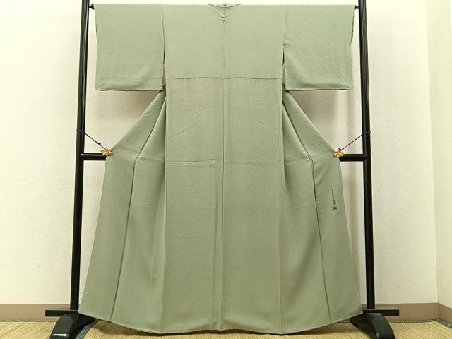 平和屋着物●上質な色無地　作家物　幻の染　岩石染　柳茶色　正絹　逸品　BAAX6792hj