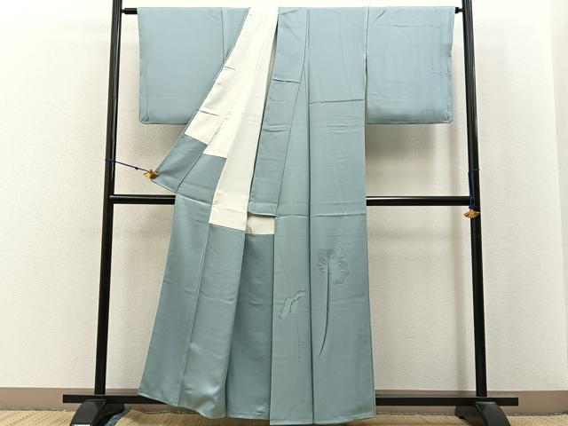 平和屋着物■豪華色留袖　色無地　蓮地紋　千草鼠色　正絹　逸品　未使用　BAAX6793hj