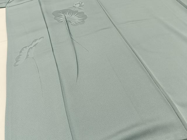 平和屋着物■豪華色留袖　色無地　蓮地紋　千草鼠色　正絹　逸品　未使用　BAAX6793hj