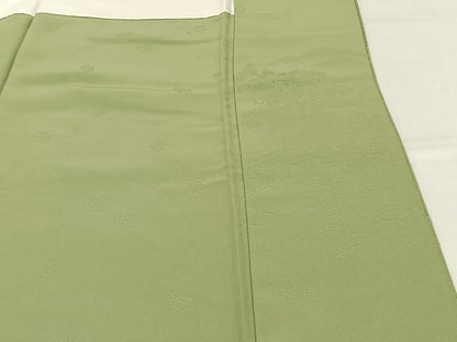 平和屋着物●上質な色無地　草花地紋　裏葉柳色　正絹　逸品　BAAX6796hj