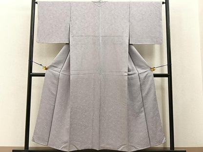平和屋着物■上質な色無地　菊地紋　白藤色　正絹　逸品　BAAX6798hj
