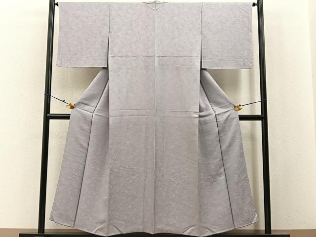 平和屋着物■上質な色無地　菊地紋　白藤色　正絹　逸品　BAAX6798hj