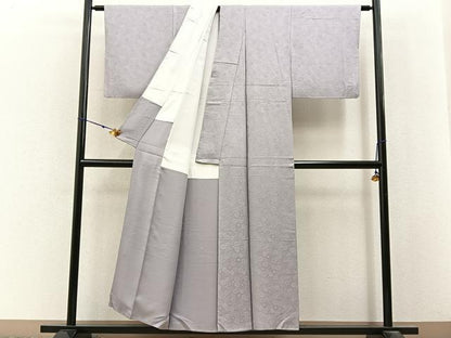 平和屋着物■上質な色無地　菊地紋　白藤色　正絹　逸品　BAAX6798hj