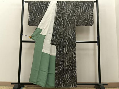 平和屋着物■上質な小紋　有職文様　黒地　正絹　逸品　BAAX6799hj