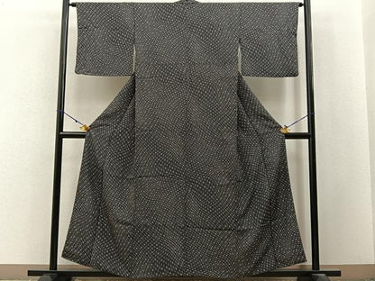 平和屋着物■上質な小紋　変わり麻の葉文様　正絹　逸品　BAAX6802hj