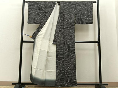 平和屋着物■上質な小紋　変わり麻の葉文様　正絹　逸品　BAAX6802hj