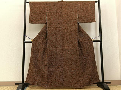 平和屋着物■上質な小紋　草花尽くし　鬼しぼ縮緬　正絹　逸品　BAAX6803hj
