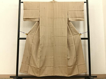 平和屋着物■上質な小紋　箔散らし　縞　正絹　逸品　BAAX6804hj
