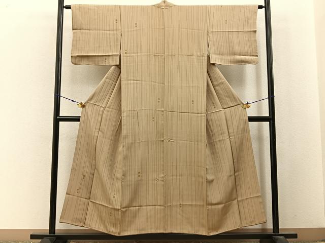 平和屋着物■上質な小紋　箔散らし　縞　正絹　逸品　BAAX6804hj
